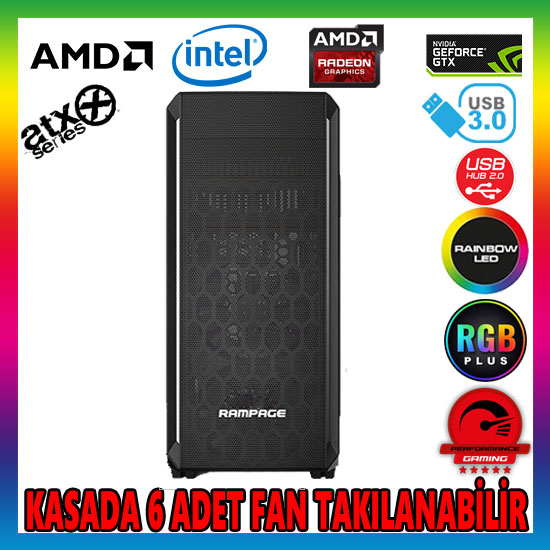 Rampage 66W Mesh Ön Panel Kasa (Fansız)